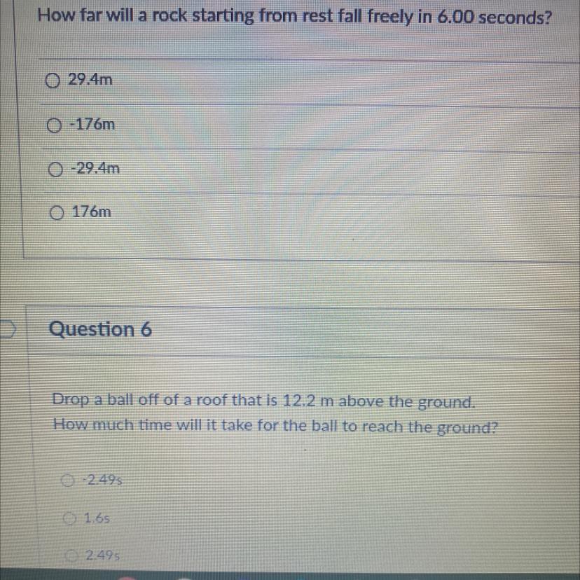 How Far Will A Rock Starting From Rest Fall Freely In 6.00. Seconds