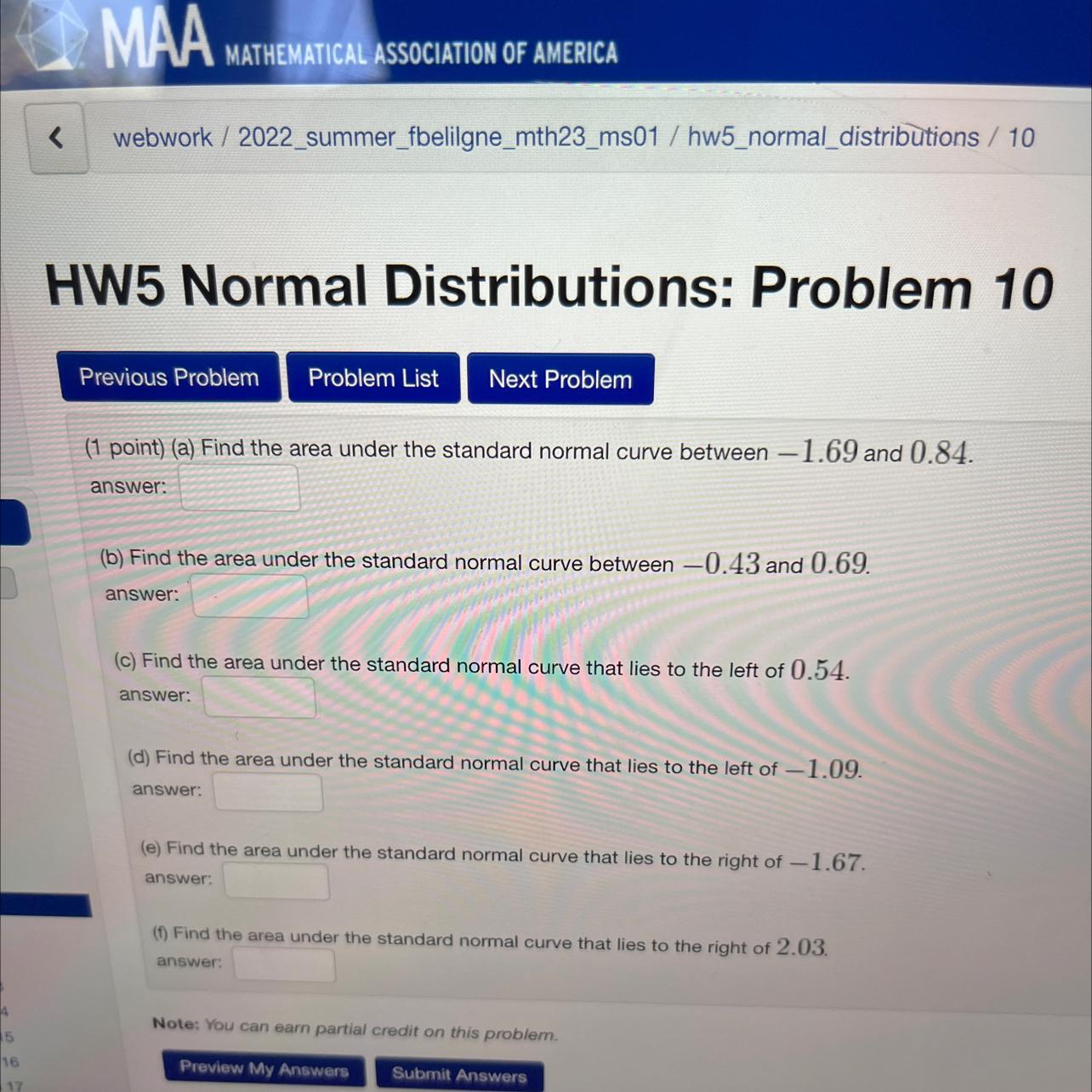 Find Area Under Standard Normal Curve Between -1.69 And 0.84