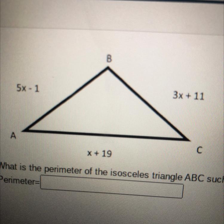What Is The Perimeter Of The Isosceles Triangle ABC Such That Angle A= Angle C ?
