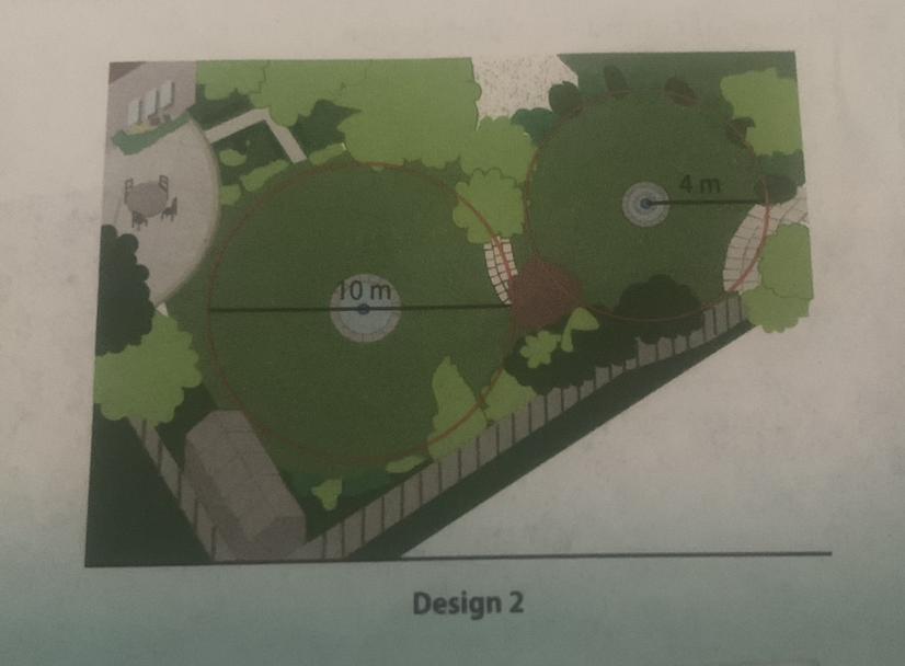 1. In Design 2, What Is The Radius Of The Largergrassy Area?