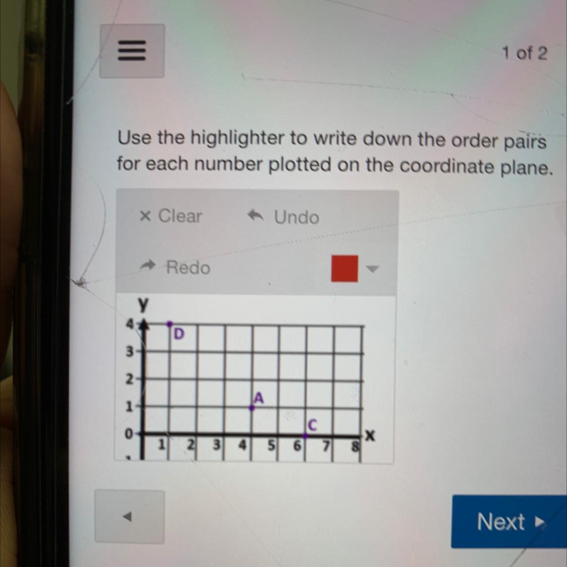 Use The Highlighter To Write Down The Order Pairsfor Each Number Plotted On The Coordinate Plane.