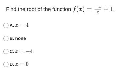 Find The Root Of The Function F(x)=4x+1.