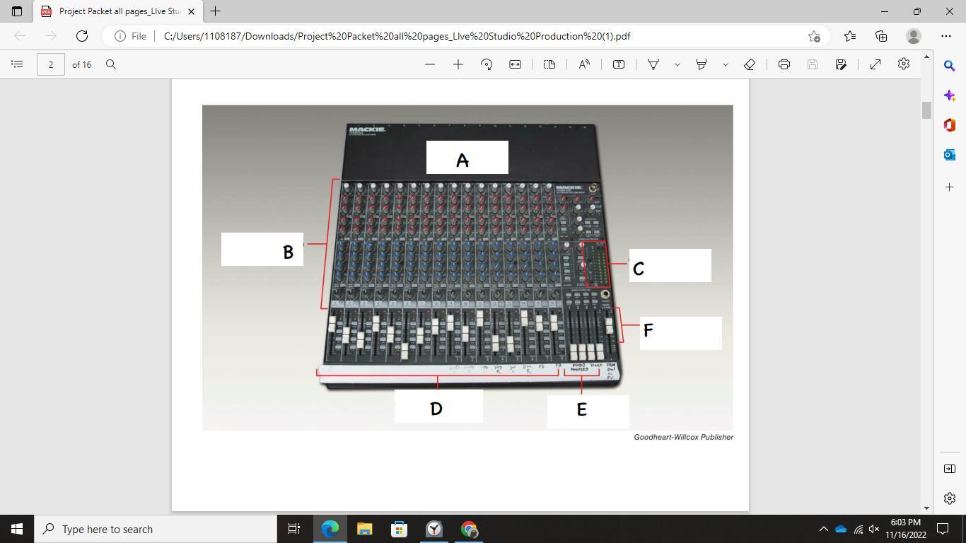 Identify And Label The Parts Fo The Audio Mixer (use The Provided List As A Guide). ____________. Audio