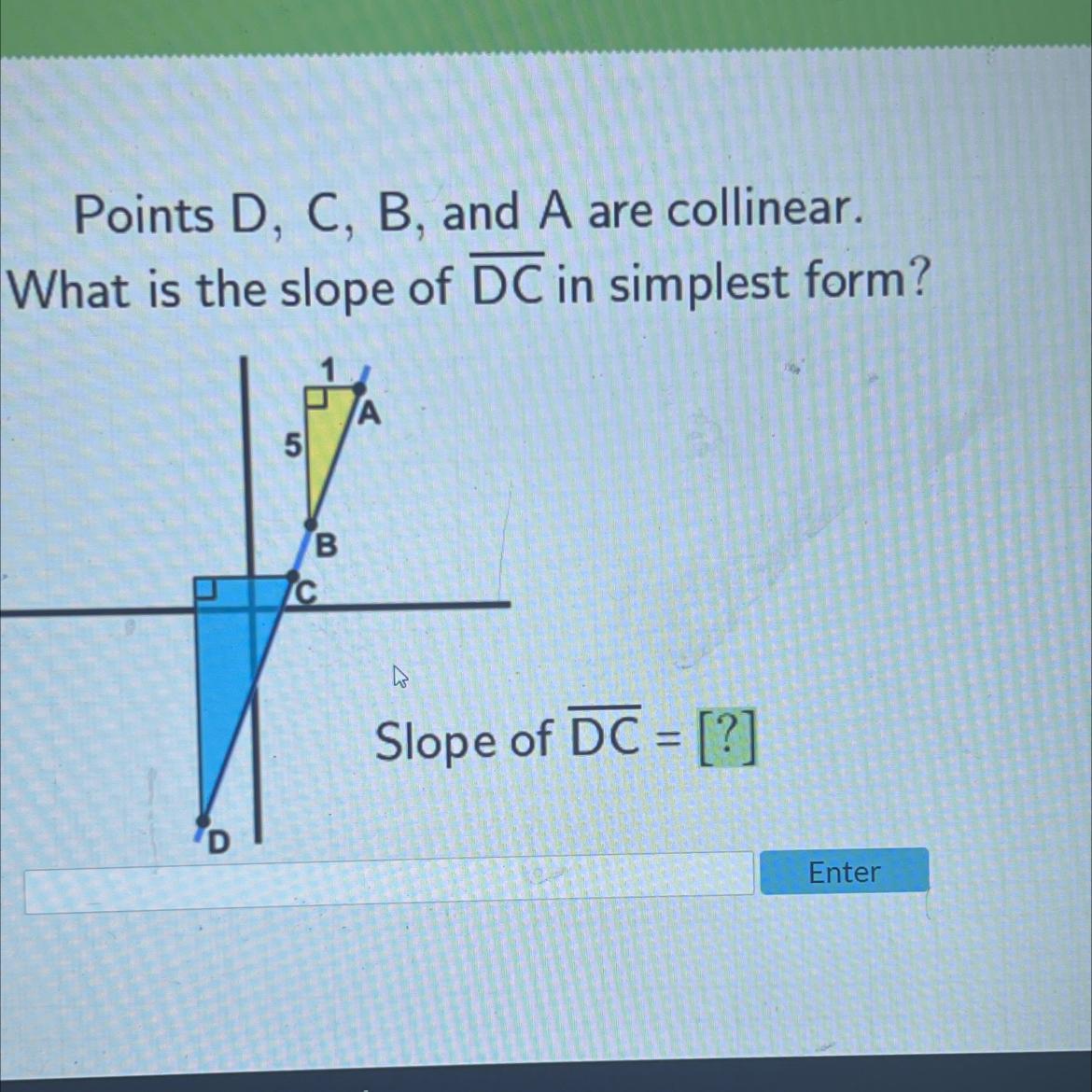 Points D, C, B, And A Are Collinear.What Is The Slope Of DC In Simplest Form?5BSlope Of DC = [?]D