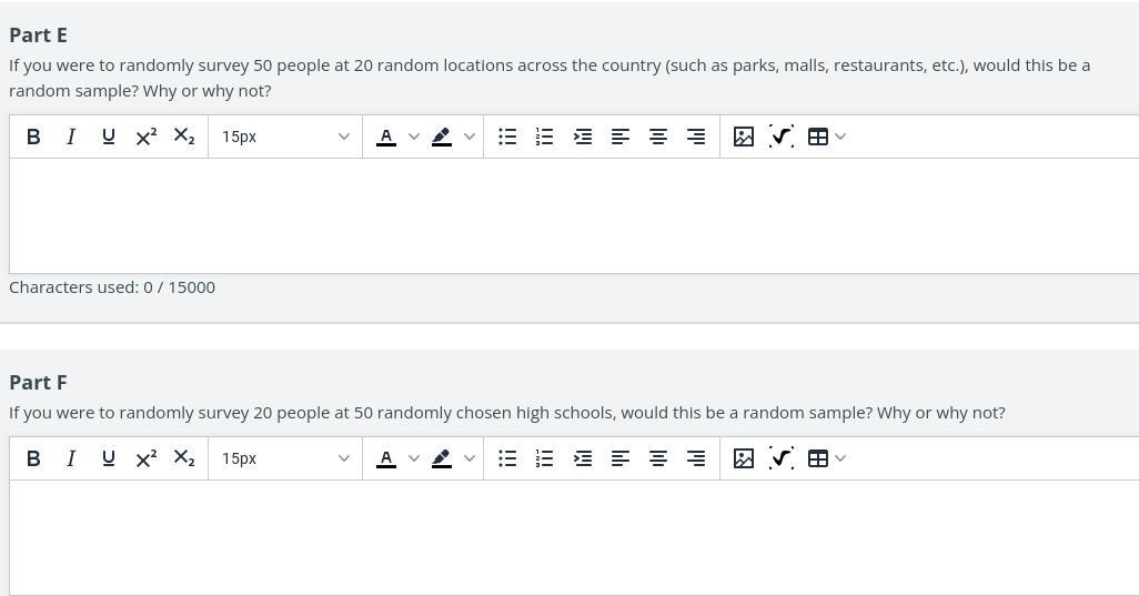 Part E If You Were To Randomly Survey 50 People At 20 Random Locations Across The Country (such As Parks,