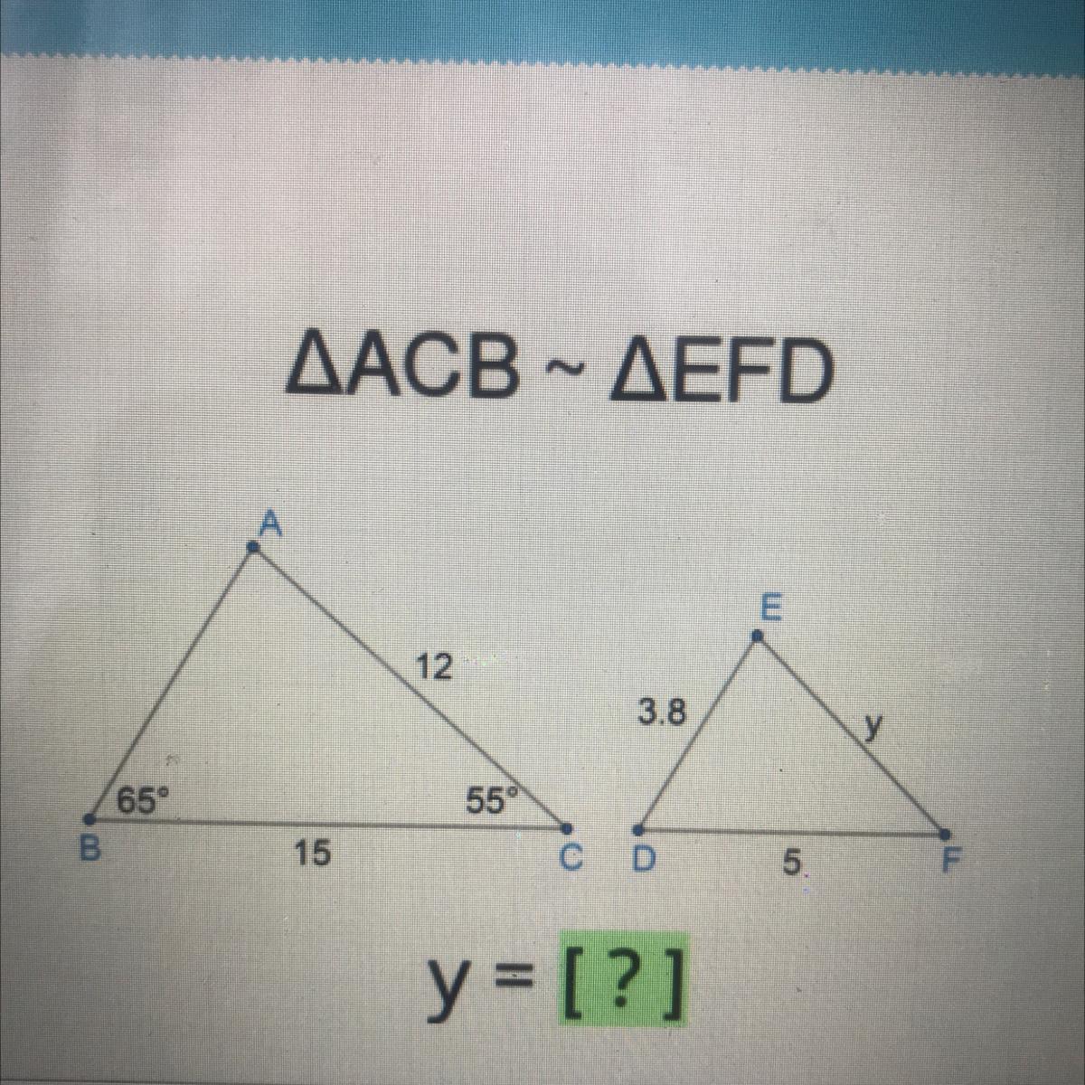 TriangleACB~triangleEFD