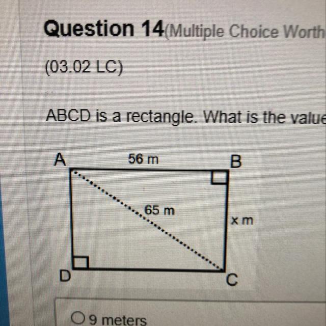 (03.02 LC)ABCD Is A Rectangle. What Is The Value Of X?A56 MB65 MxmDC