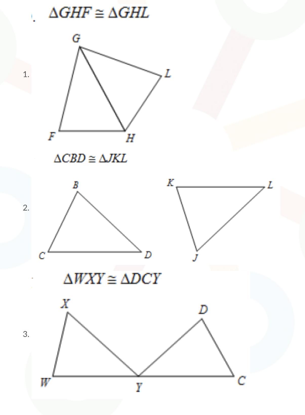 PLEASE HELP ME-Name The Angles And Sides Of Each Pair Of Triangles That Are Congruent.