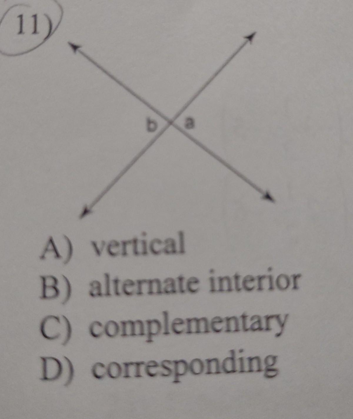 Name The Relationship: Complementary, Linear Pair, Or Vertical.