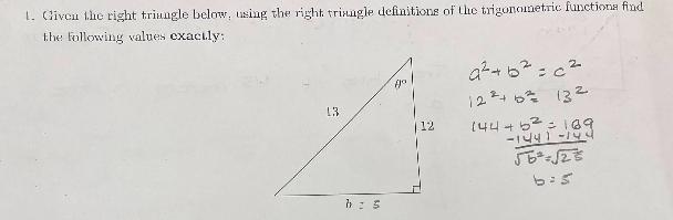 Given The Right Triangle Find The Value Of Sec(90 Degree - Theta) When A= 12, B= 5, C= 13