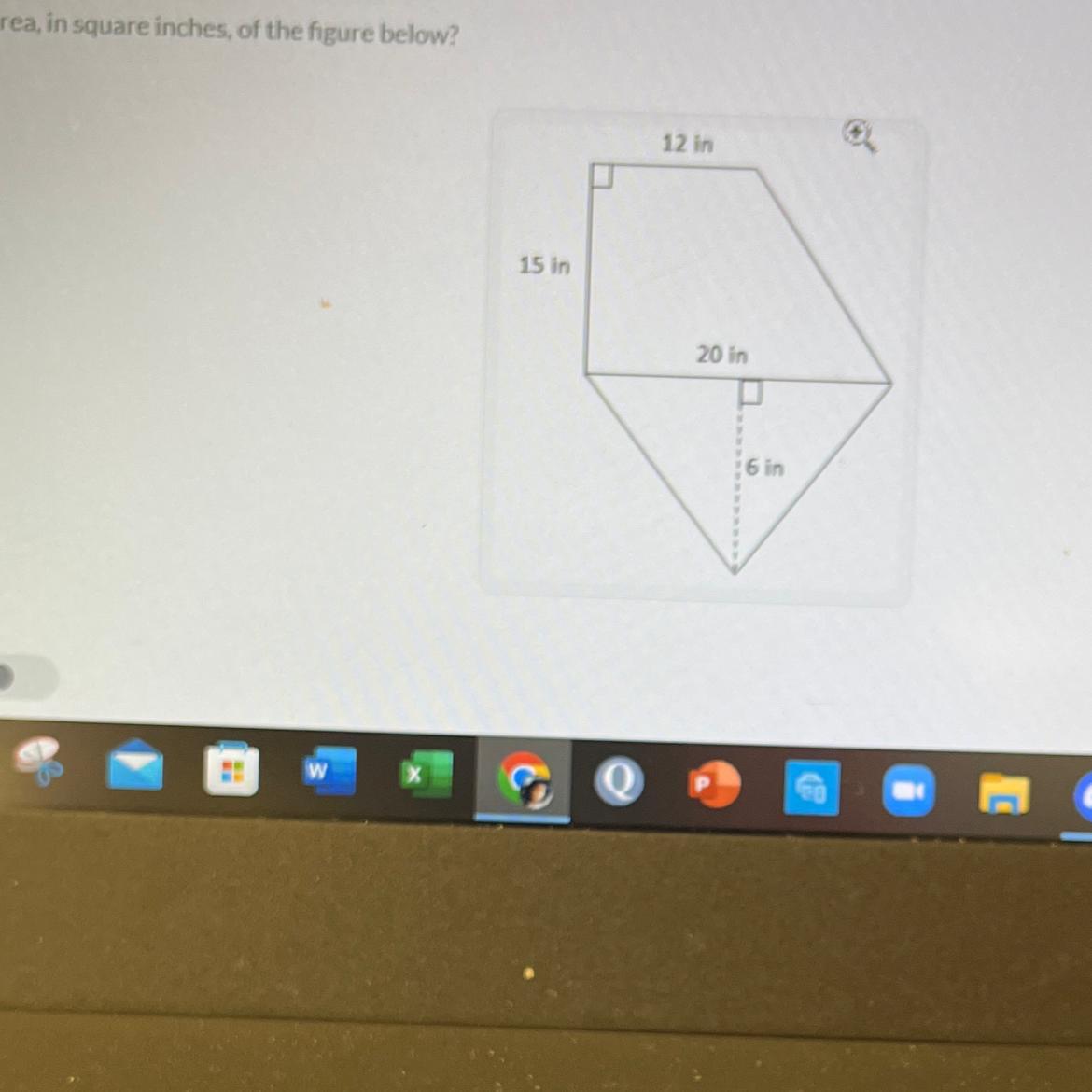 What Is The Total Area, In Square Inches, Of The Figure Below?