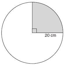 What Is The Approximate Area Of The Shaded Region?Margarita Traces A Circle With A Radius Of 20 Centimeters