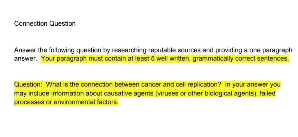 What Is The Connection Between Cancer And Cell Replication (explained In 1 Paragraph)?