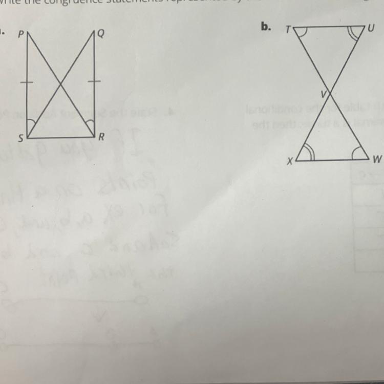Write The Congruence Statements Represented By The Markers In Each Diagram