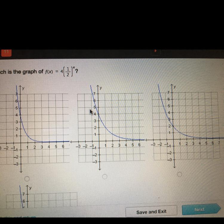 Which Is The Graph Of F(x) =4(3)?yy765544333222-11+-3 -2 -14123458-3 -2 -1123458-3 -2 -212345622.