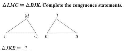 Complete The Congruence Statement.