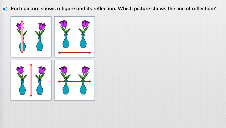 Each Picture Shows A Figure And Its Reflection. Which Picture Shows The Line Of Reflection?