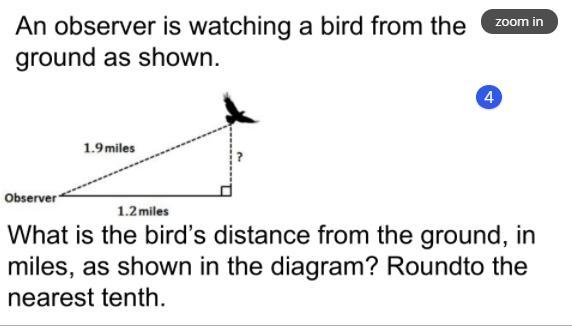 Please Help1An Observer Is Watching A Bird From The Ground As Shown. What Is The Bird's Distance From