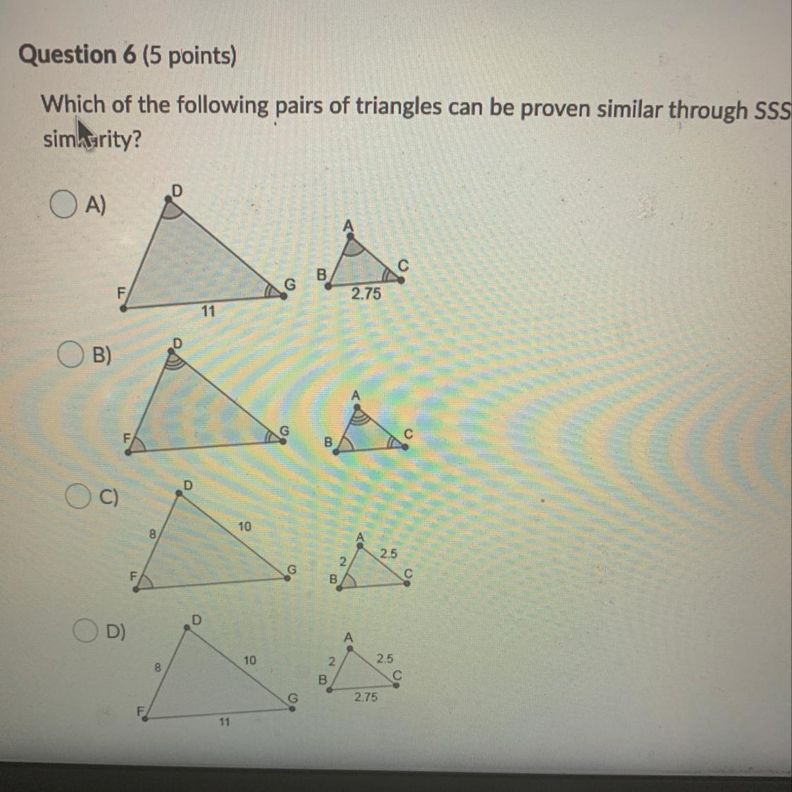 Which Of The Following Pairs Of Triangles Can Be Proven Similar Through SSS Similarity?