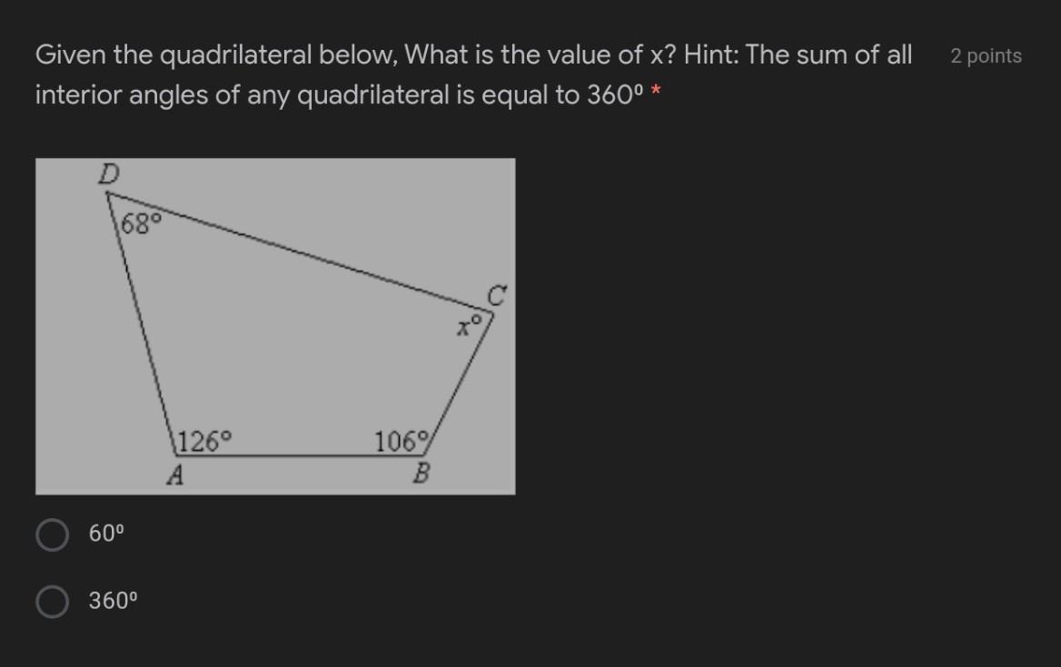 Given The Quadrilateral Below, What Is The Value Of X?