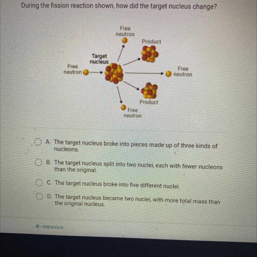 During The Fission Reaction Shown, How Did The Target Nucleus Change ? 