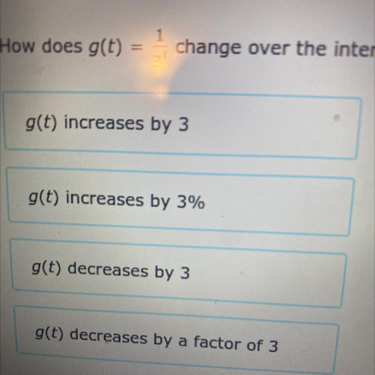 How Does G(t) = 1/2t Change Over The Interval T = 0 To T = 1? 