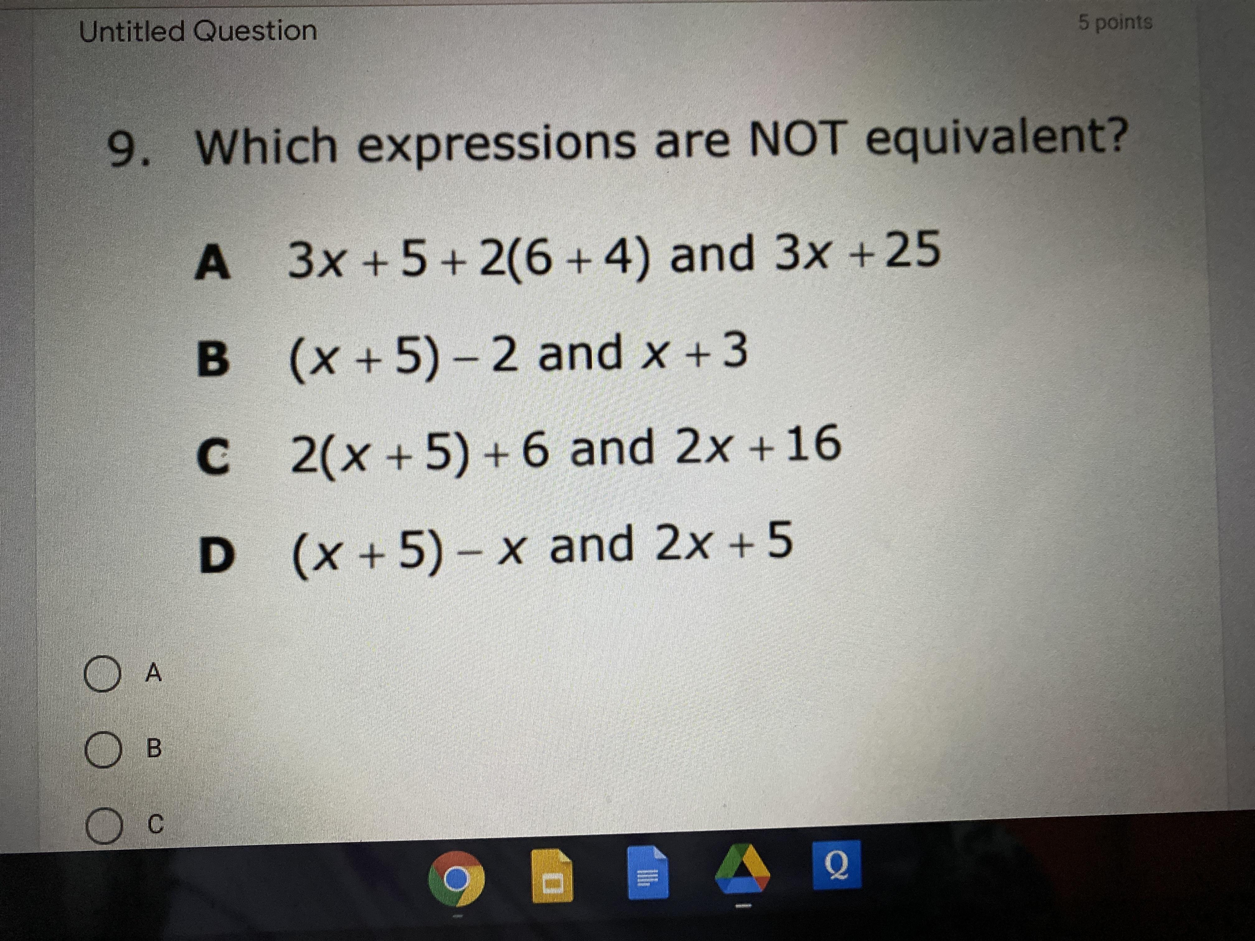 Which Expressions Are Not Equivalent ? Thanks!