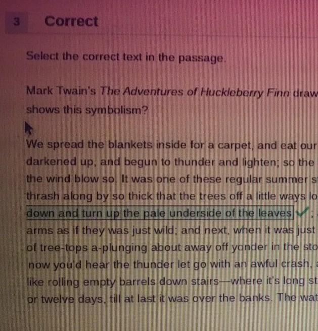 (ANSWERED CORRECT)Select The Correct Text In The Passage. Mark Twain's The Adventures Of Huckleberry