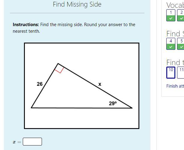 Find The Missing Side. Round Your Answer To The Nearest Tenth.