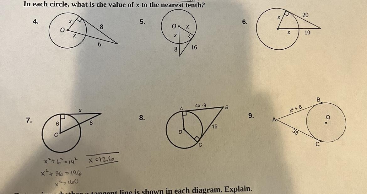 What Is The Value Of X To The Nearest Tenth On Problem 8