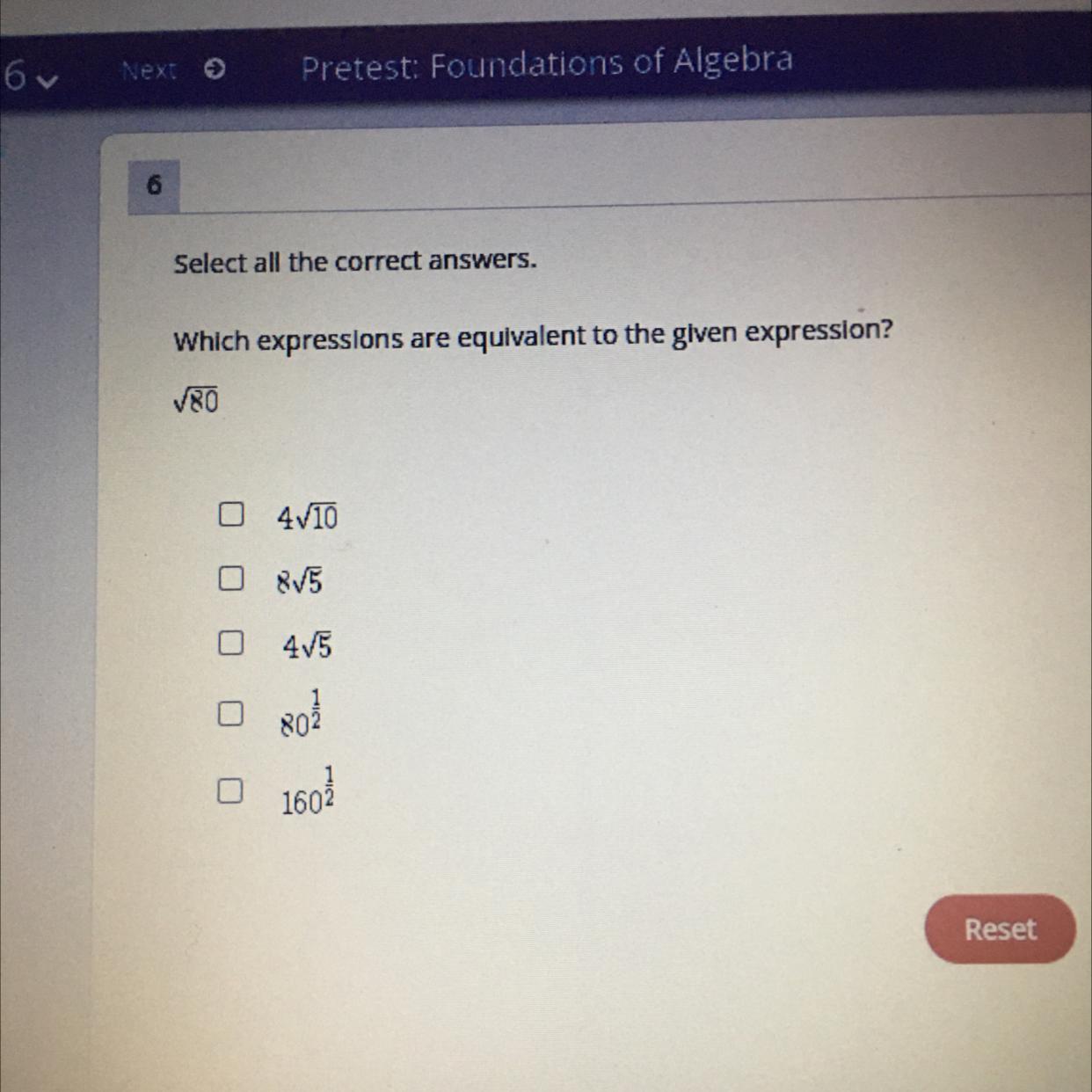 6Select All The Correct Answers.Which Expressions Are Equivalent To The Given Expression?78004/1008545160