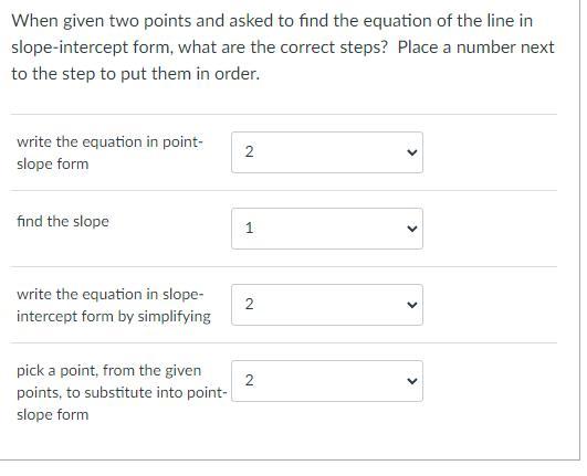When Given Two Points And Asked To Find The Equation Of The Line In Slope-intercept Form, What Are The