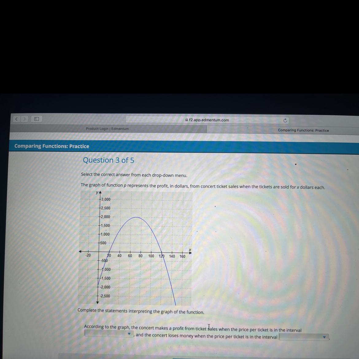 Question 3 Of 5Select The Correct Answer From Each Drop-down Menu.The Graph Of Function P Represents