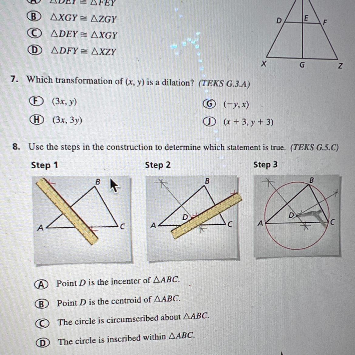 Number 8. Use The Steps In The Construction To Determine Which Statement Is True