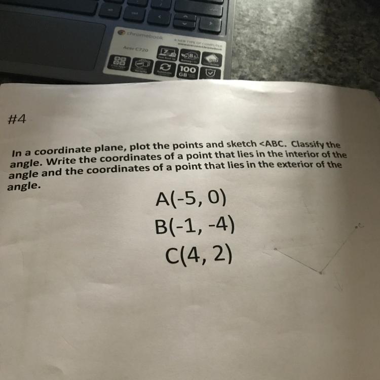 In A Coordinate Plane, Plot The Points And Sketch Angle. Write The Coordinates Of A Point That Lies In