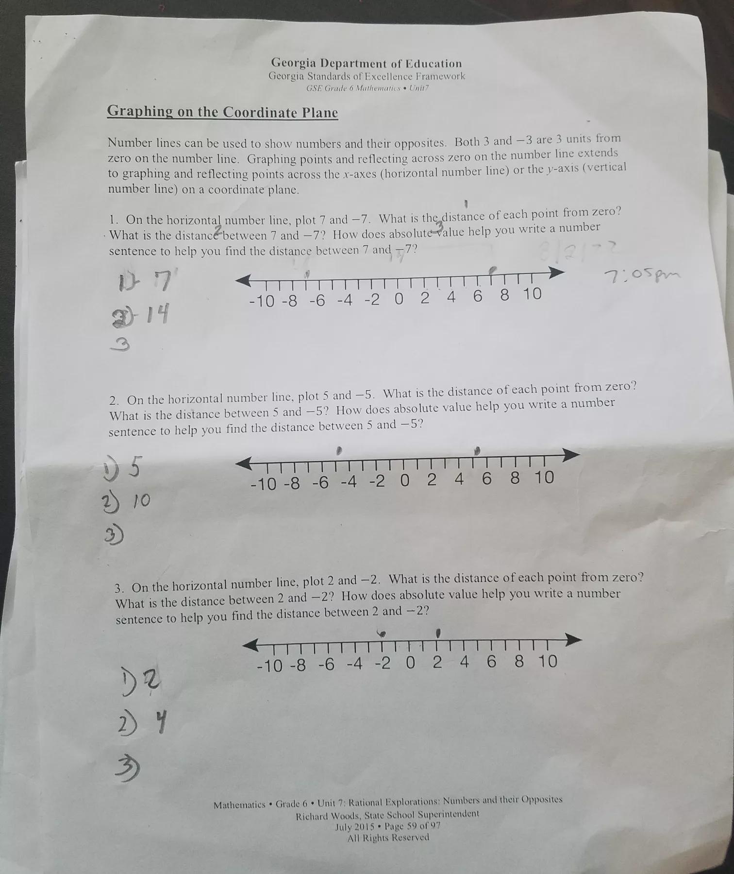 Graphing On The Coordinate Plane How Does Absolute Value Help You Write A Number Sentence To Help You