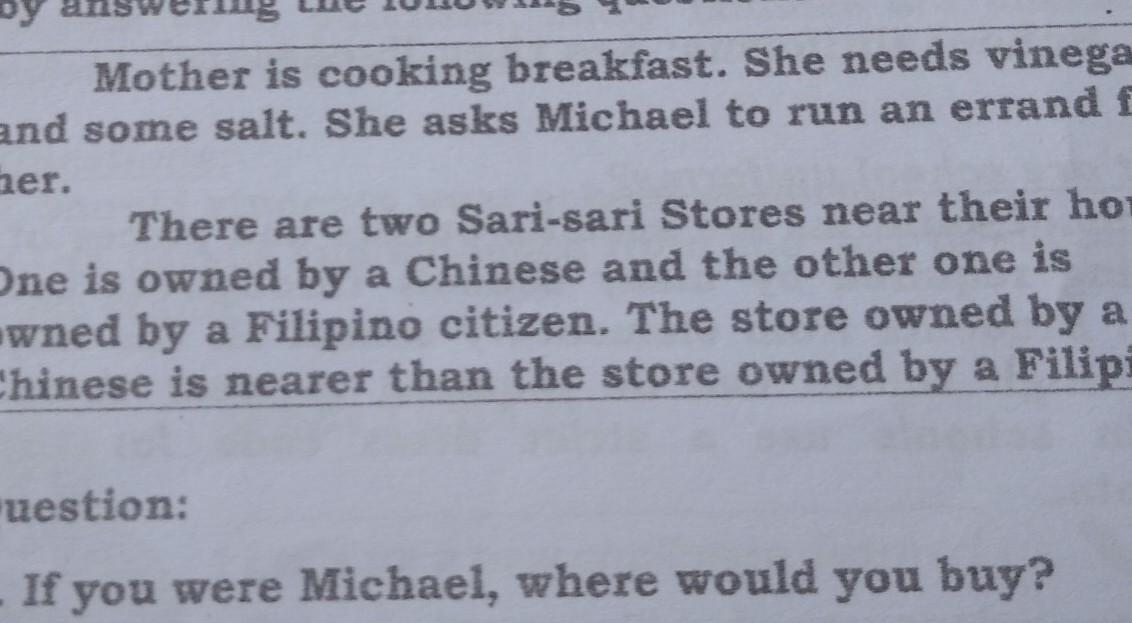 Question:1. If You Were Michael, Where Would You Buy?2. Why Would You Buy There?