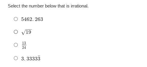 2.Select The Number Below That Is Irrational.