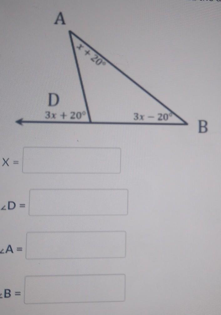 Solve For X, Angle D, Angle A, Angle B