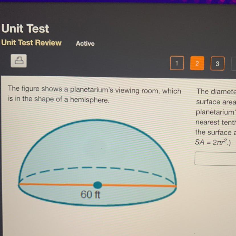 The Figure Shows A Planetarium's Viewing Room, Whichis In The Shape Of A Hemisphere.60 Ft.The Diameter