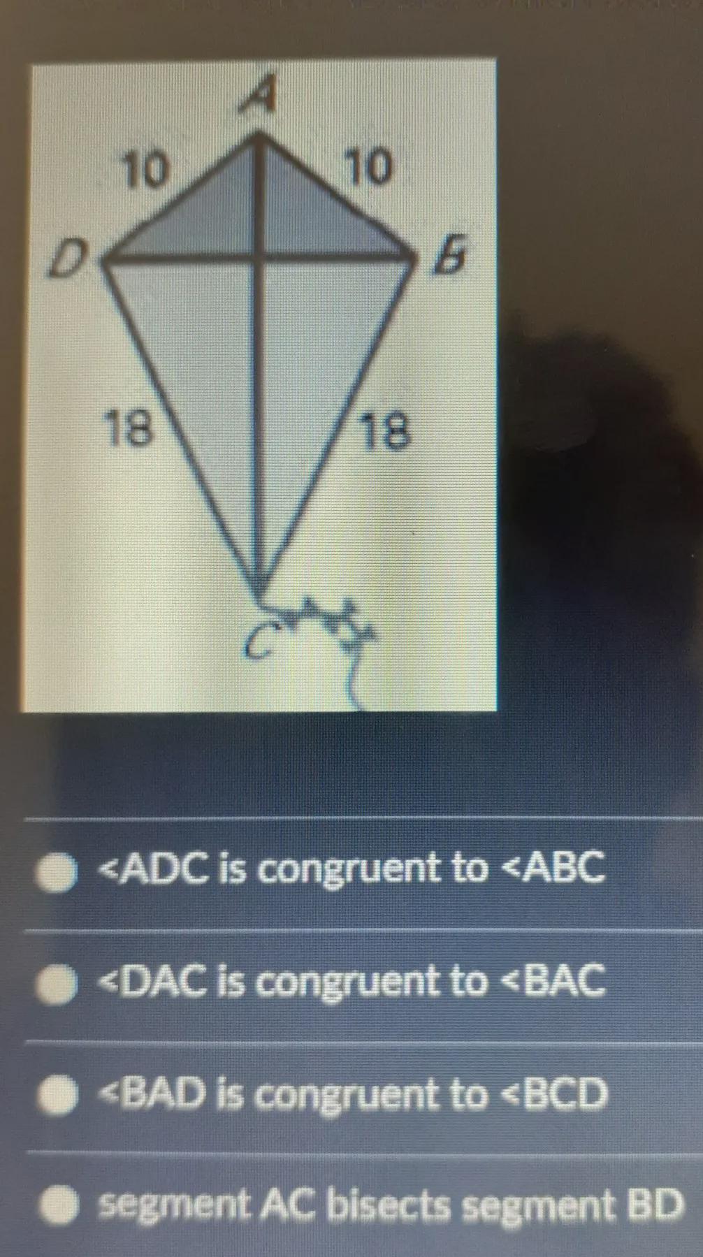 Given The Kite ABCD, Which Statement Is False?Just The Answer.