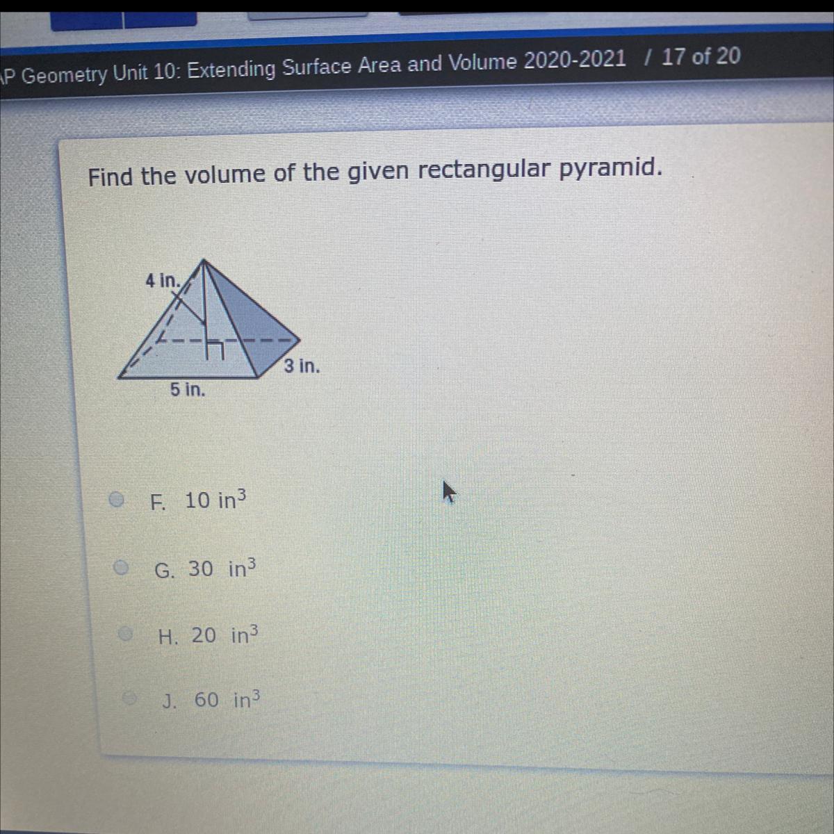 Find The Volume Of The Given Rectangular Pyramid.