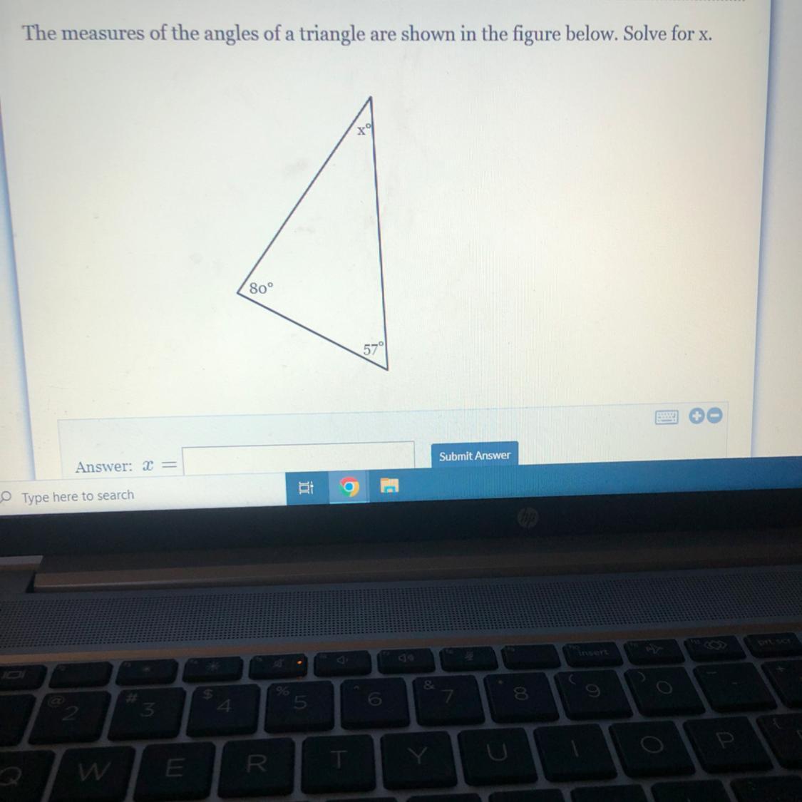 The Measures Of The Angles Of A Triangle Are Shown In The Figure Below. Solve For X. 