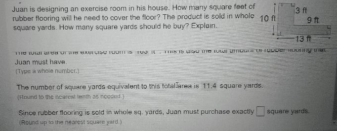 Question Help 7.4.PS-12 Juan Is Designing An Exercise Room In His House. How Many Square Feet Of Rubber