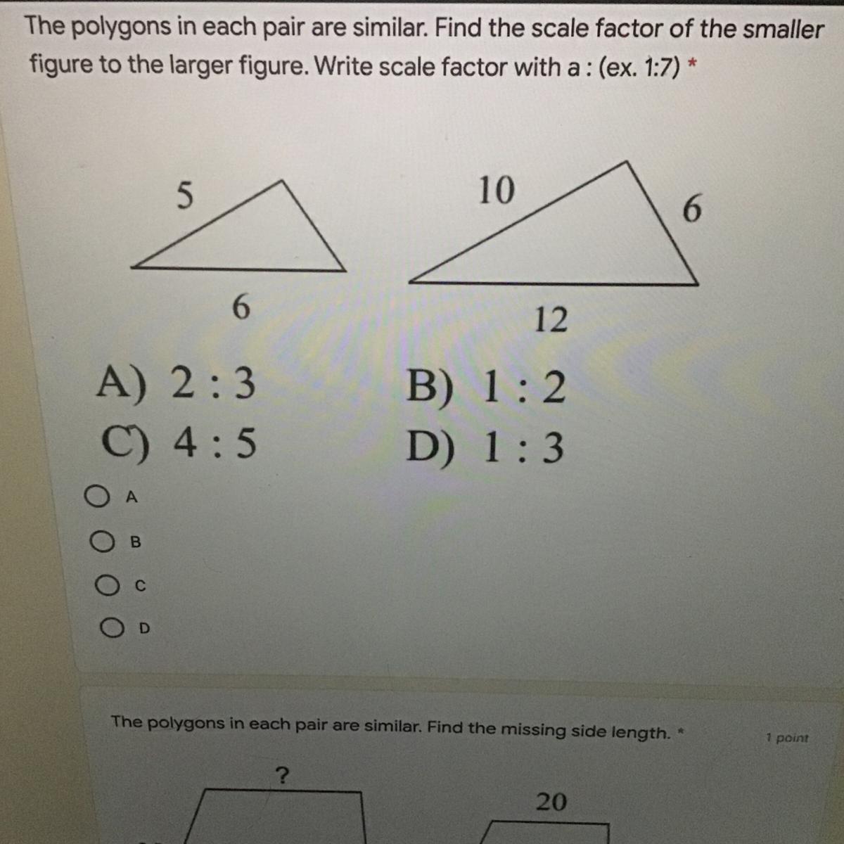 The Polygons In Each Pair Are Similar. Find The Scale Factor Of The Smaller Figure To The Larger Figure