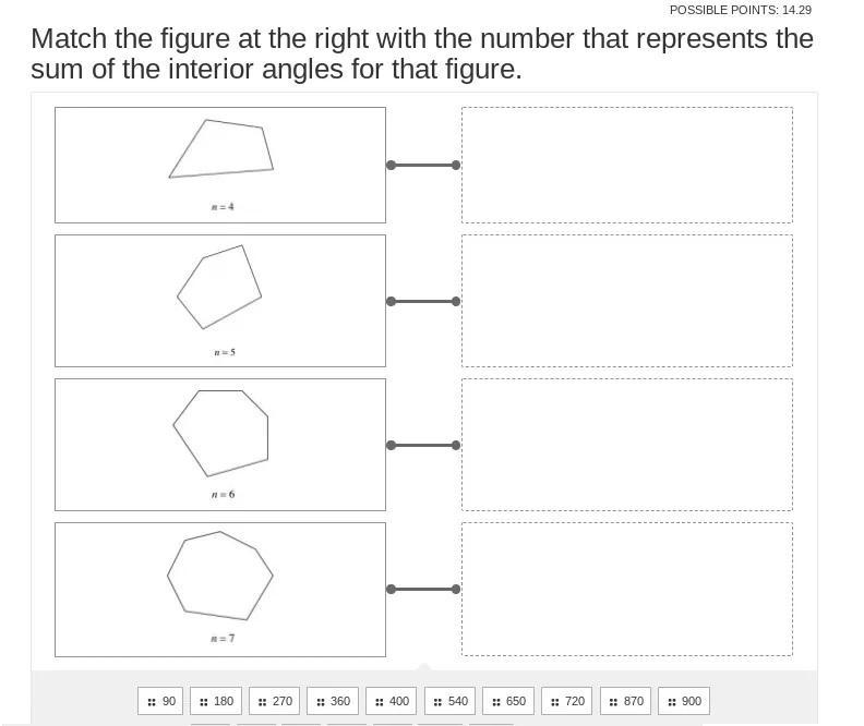 Match The Figure At The Right With The Number That Represents The Sum Of The Interior Angles For That