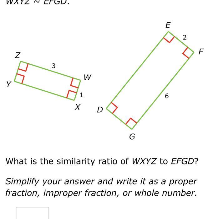 WXYZ~EFGD.13WXYZ26EFGDWhat Is The Similarity Ratio Of WXYZ To EFGD?Simplify Your Answer And Write It