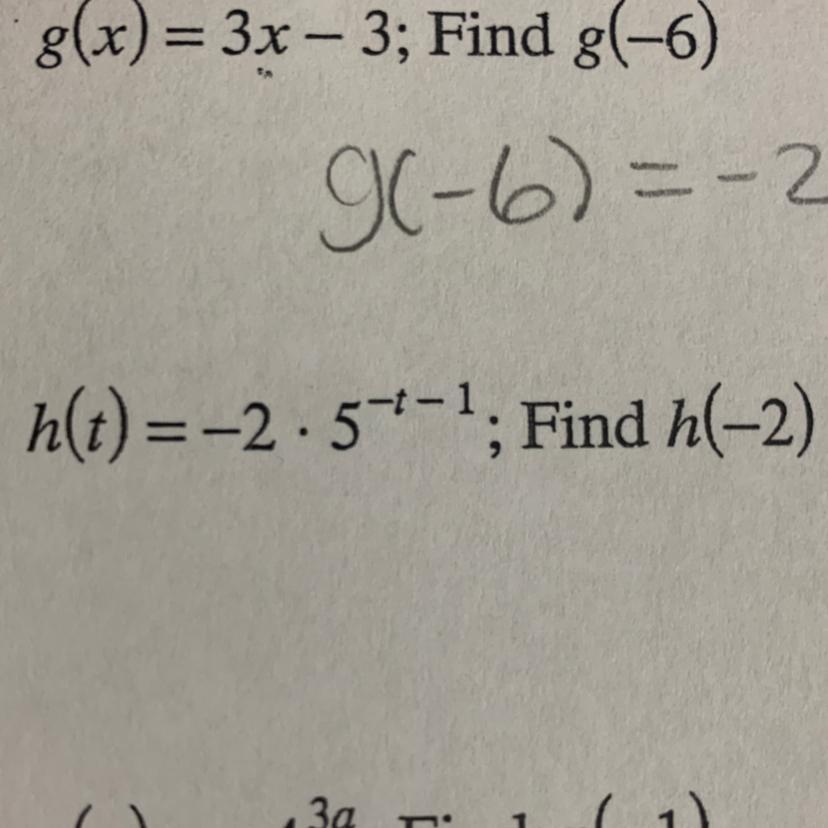 H(t) = -2 5^-t^-1, Find H(-2)