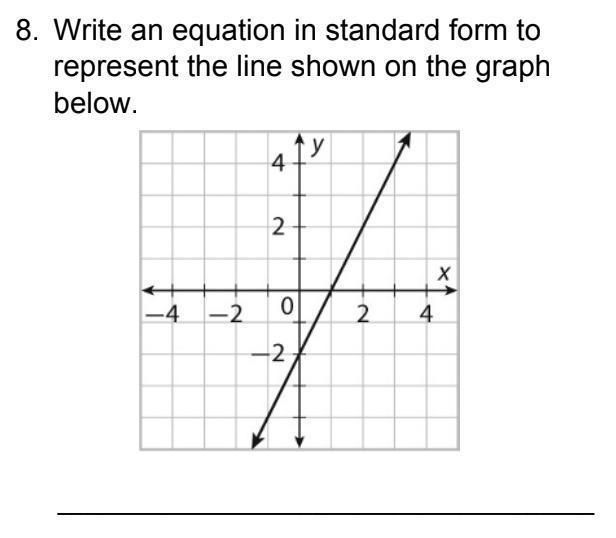 8. Write An Equation In Standard Form To Represent The Line Shown On The Graph Below.