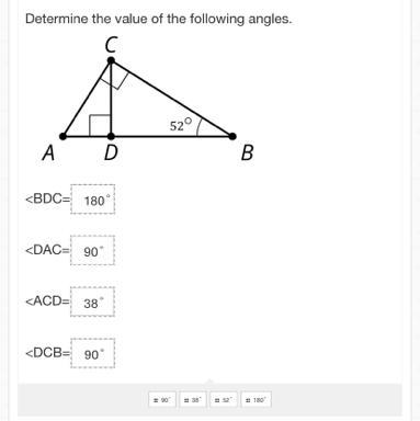 Determine The Value Of The Following Angles.CAD90"38"59 180